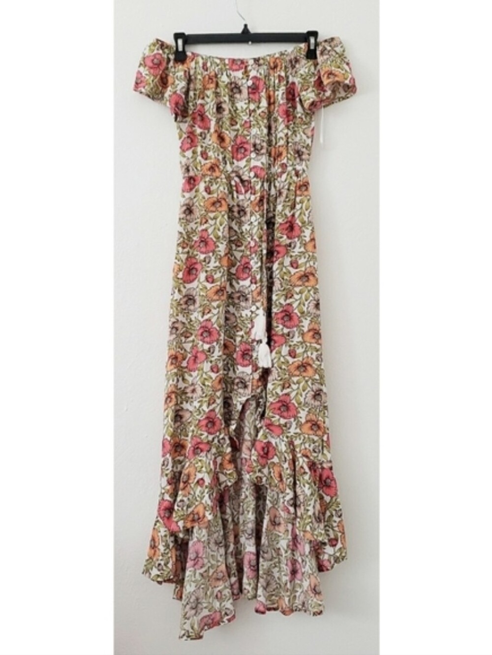 Abel The Label Floral Scoop-Neck Maxi Dress in Pink, Green & Orange